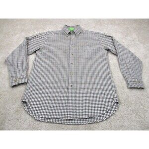 Brooks Brothers Country Club Shirt Men Small Brown Blue Saxxon Wool Button Up